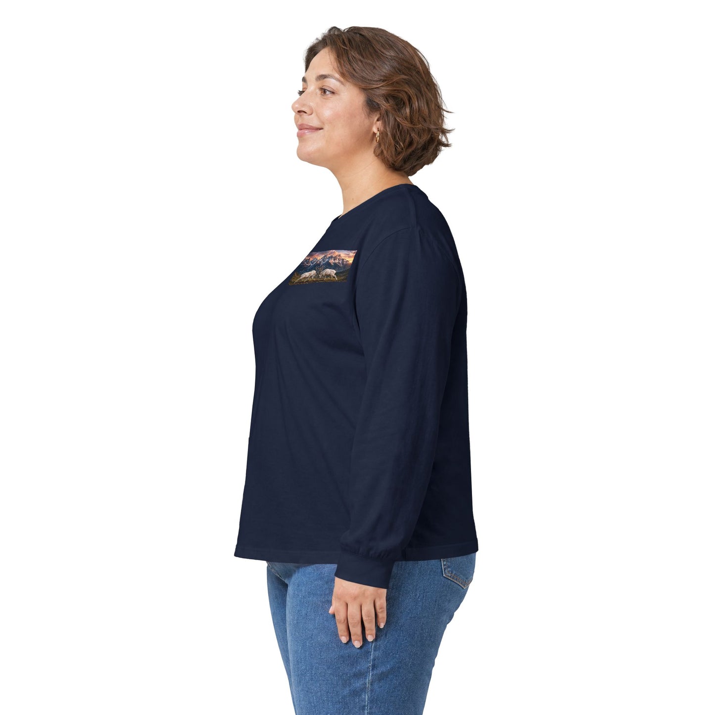 Mountain Rams Long Sleeve Tee — Scenic Wildlife Nature Graphic