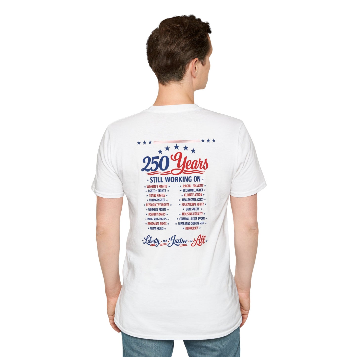 Stars and Stripes T-Shirt — "Stars and Stripes and Human Rights" Patriotic Tee