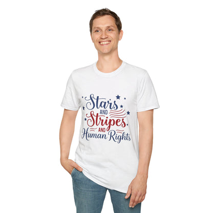 Stars and Stripes T-Shirt — "Stars and Stripes and Human Rights" Patriotic Tee