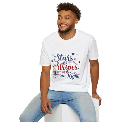Stars and Stripes T-Shirt — "Stars and Stripes and Human Rights" Patriotic Tee