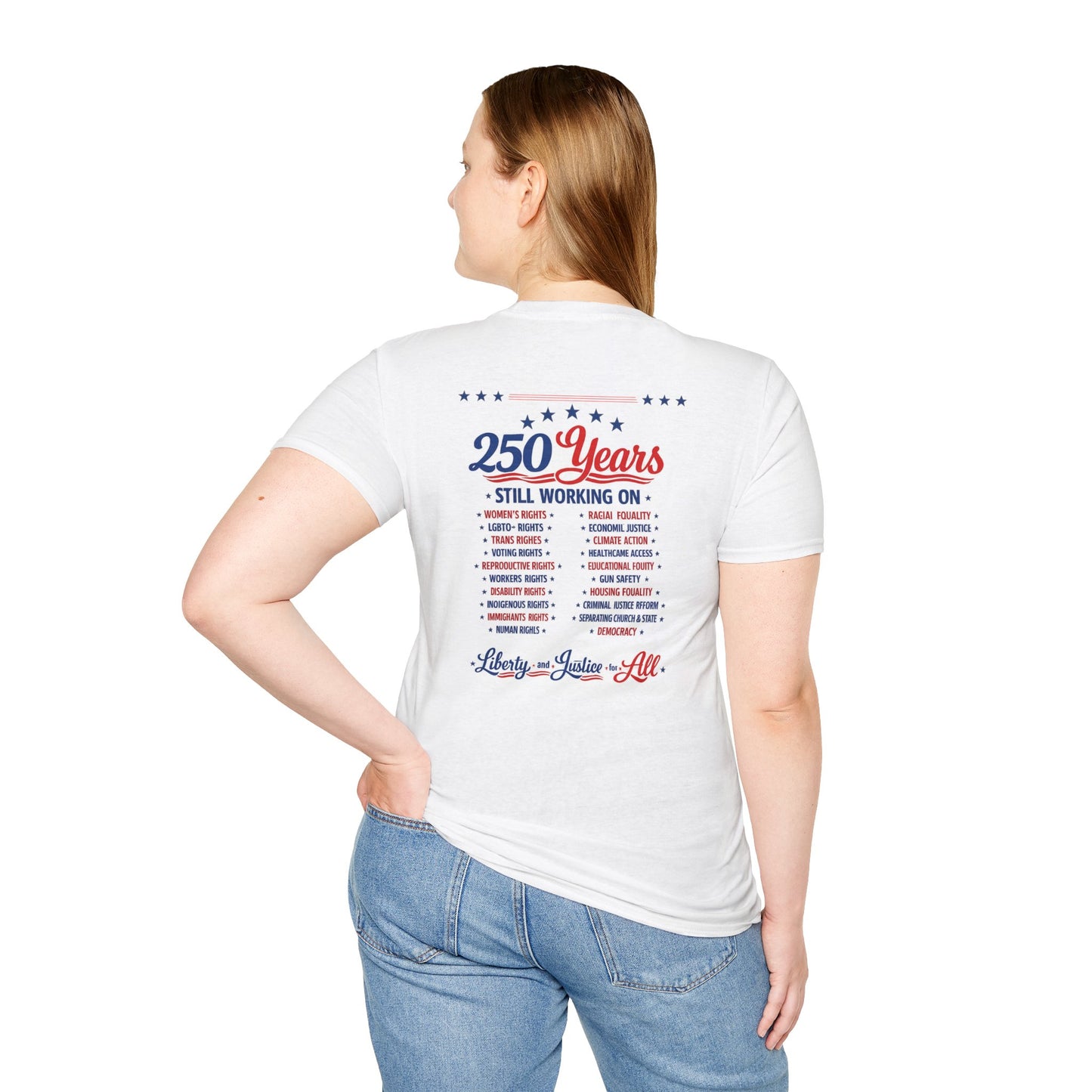Stars and Stripes T-Shirt — "Stars and Stripes and Human Rights" Patriotic Tee