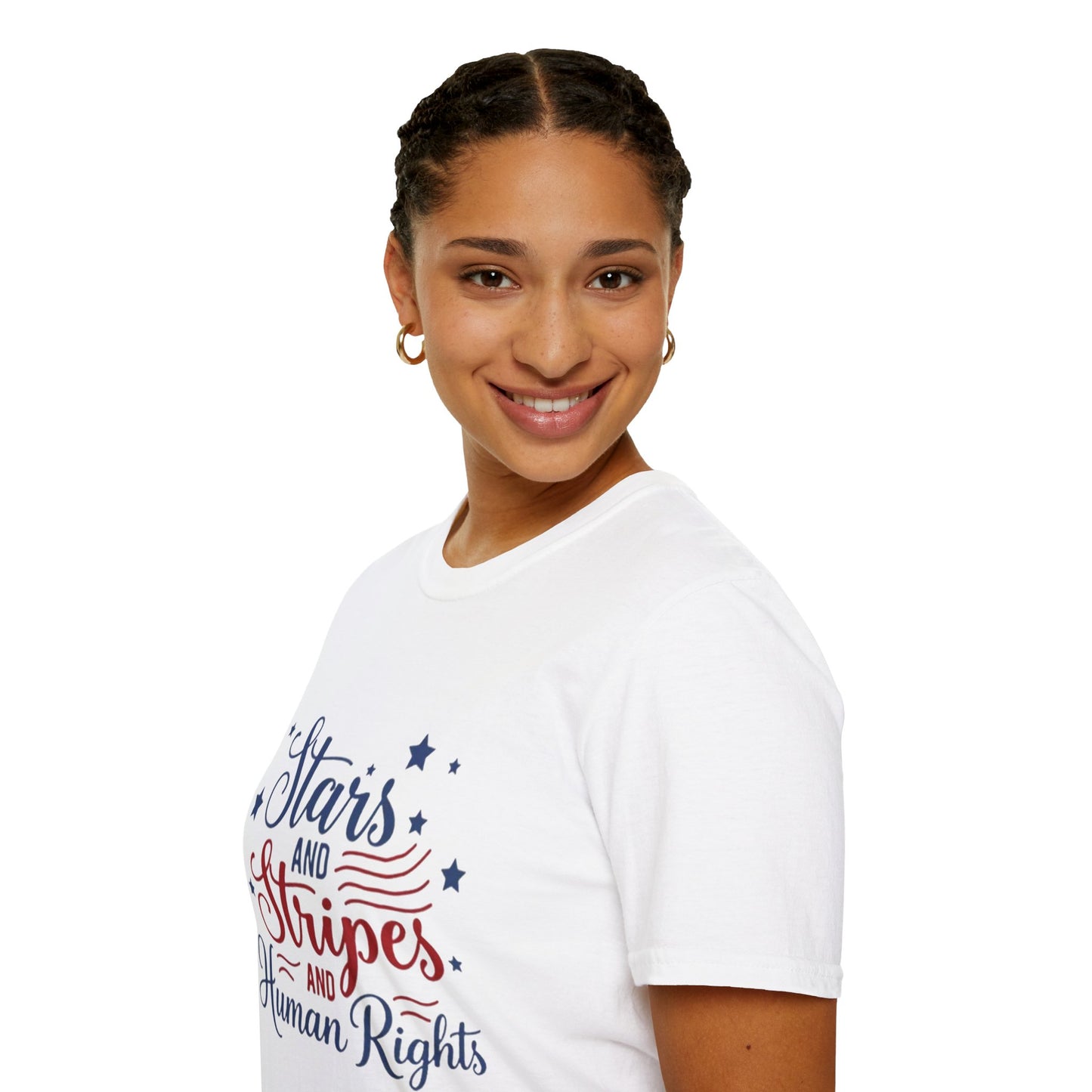Stars and Stripes T-Shirt — "Stars and Stripes and Human Rights" Patriotic Tee
