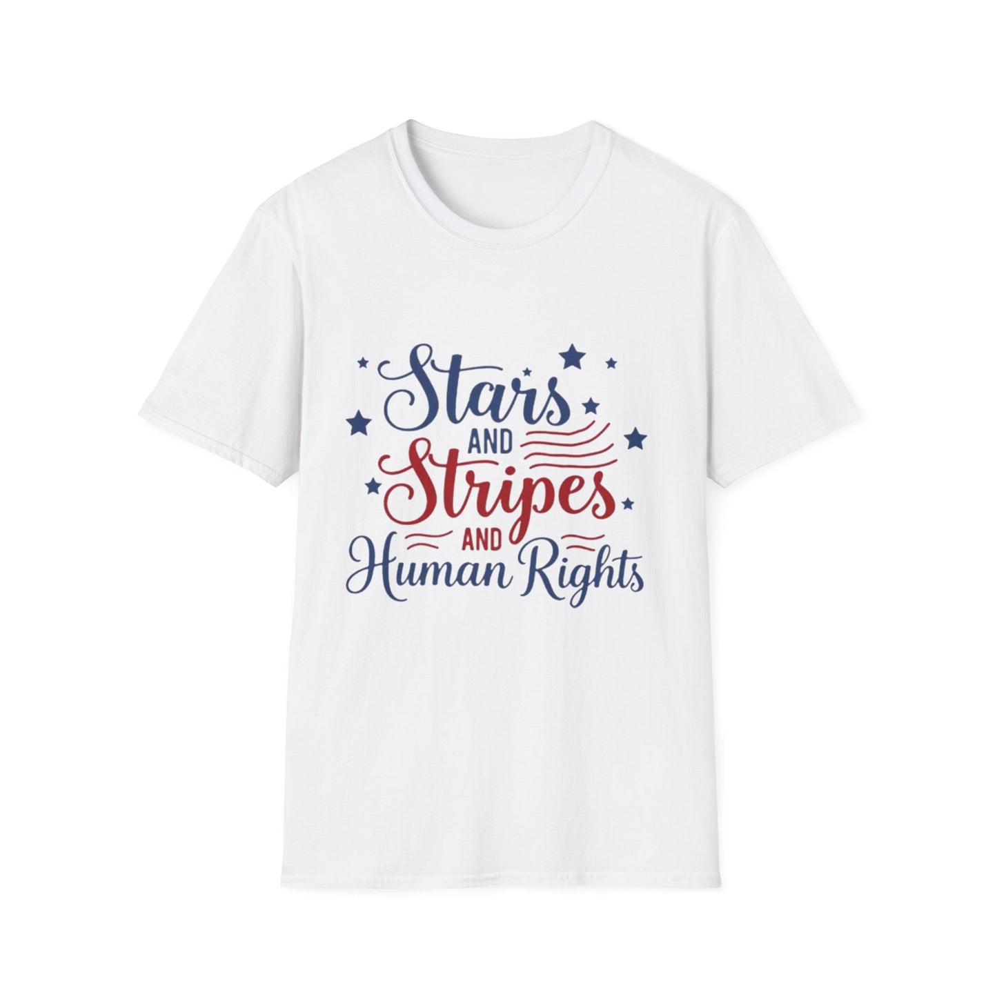 Stars and Stripes T-Shirt — "Stars and Stripes and Human Rights" Patriotic Tee