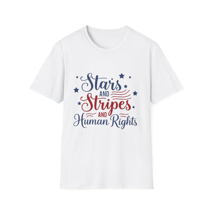 Stars and Stripes T-Shirt — "Stars and Stripes and Human Rights" Patriotic Tee